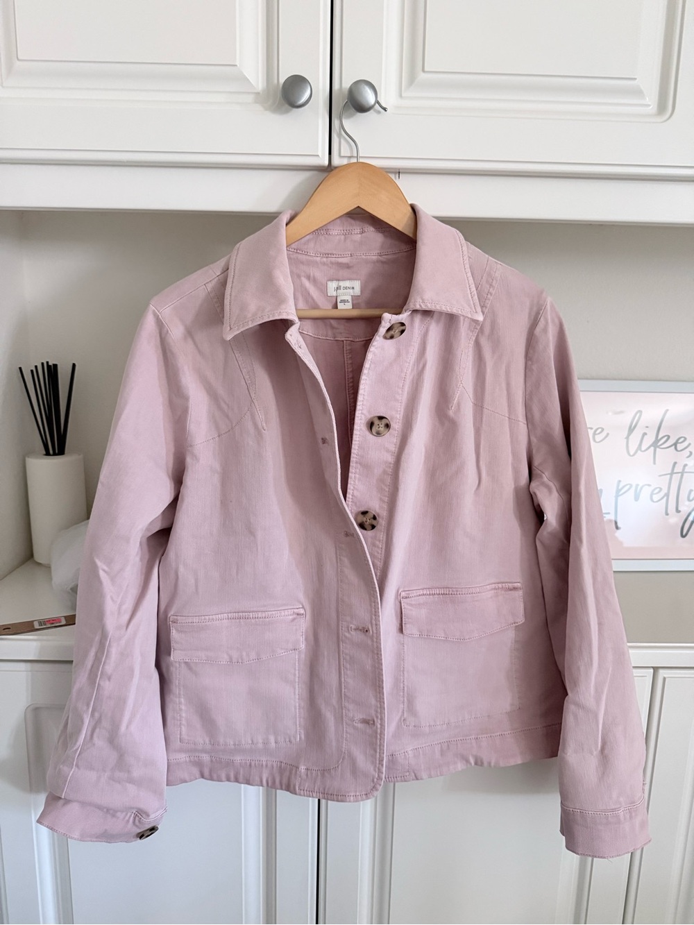J. Jill Light Pink Cotton-Blend Button Jacket